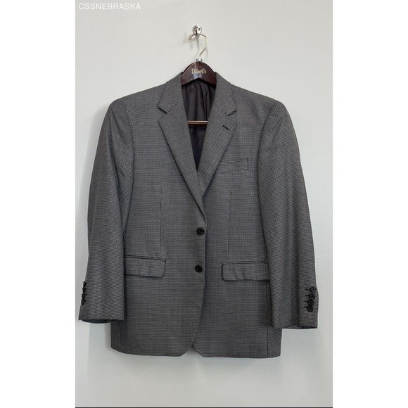 Ralph Lauren Ash Gray Men's Silk Wool Glen Plaid 2 Button Blazer - Size 38S - Picture 1 of 9
